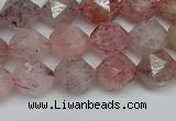 CNG7256 15.5 inches 8mm faceted nuggets strawberry quartz beads