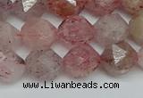 CNG7257 15.5 inches 10mm faceted nuggets strawberry quartz beads