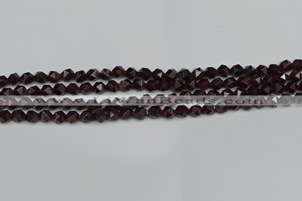 CNG7275 15.5 inches 6mm faceted nuggets red garnet beads