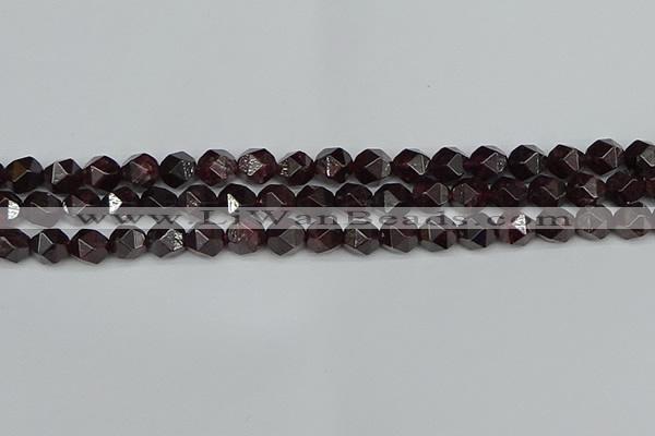 CNG7276 15.5 inches 8mm faceted nuggets red garnet beads