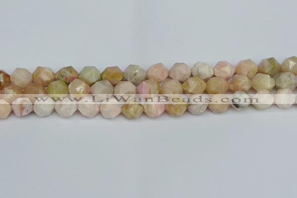 CNG7302 15.5 inches 10mm faceted nuggets pink opal gemstone beads