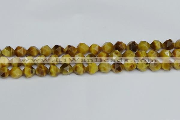 CNG7307 15.5 inches 10mm faceted nuggets golden tiger eye beads