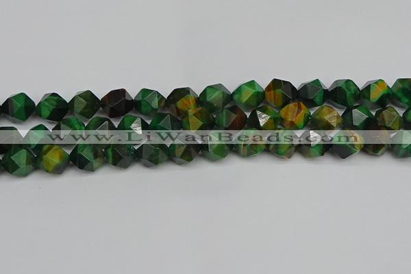 CNG7327 15.5 inches 10mm faceted nuggets green tiger eye beads