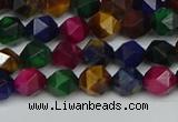 CNG7330 15.5 inches 6mm faceted nuggets mixed tiger eye beads