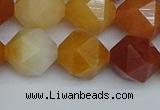 CNG7363 15.5 inches 12mm faceted nuggets yellow jade beads