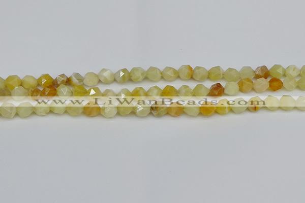 CNG7365 15.5 inches 6mm faceted nuggets yellow opal beads