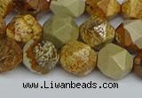 CNG7378 15.5 inches 12mm faceted nuggets picture jasper beads