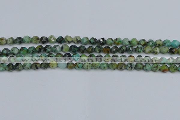 CNG7385 15.5 inches 6mm faceted nuggets African turquoise beads