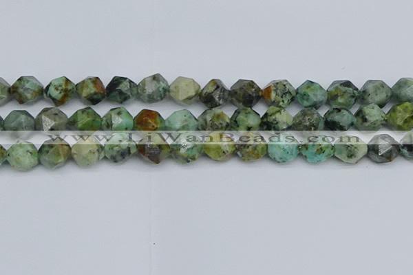 CNG7388 15.5 inches 12mm faceted nuggets African turquoise beads