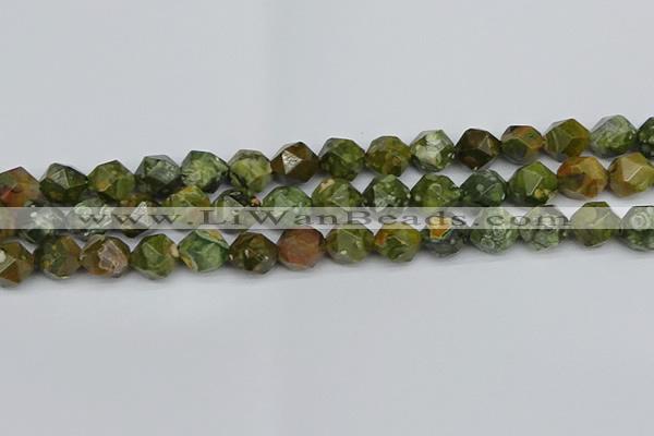 CNG7397 15.5 inches 10mm faceted nuggets rhyolite gemstone beads