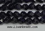 CNG7405 15.5 inches 6mm faceted nuggets blue goldstone beads