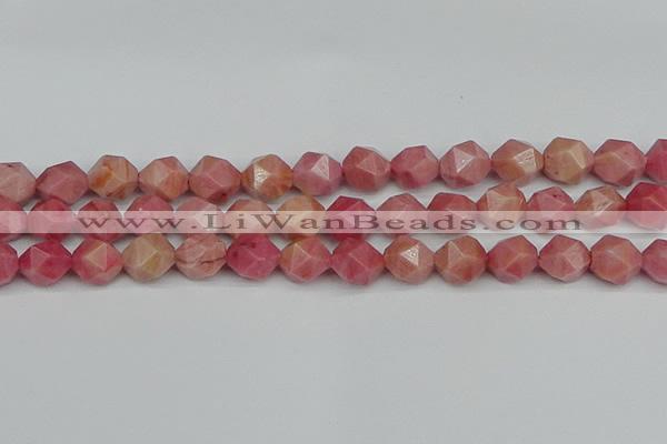 CNG7422 15.5 inches 10mm faceted nuggets rhodochrosite beads