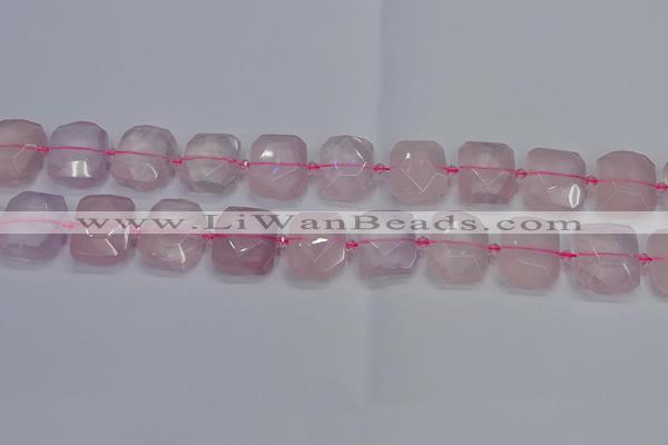 CNG7471 15.5 inches 18*25mm - 20*28mm faceted freeform rose quartz beads