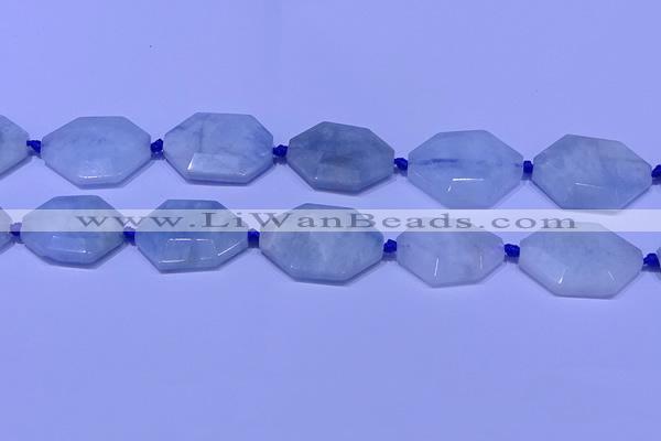 CNG7511 15.5 inches 25*35mm - 30*40mm faceted freeform aquamarine beads