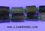 CNG7651 15.5 inches 5*7mm - 8*10mm nuggets green garnet beads