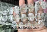 CNG7751 13*18mm - 15*25mm faceted freeform green quartz beads