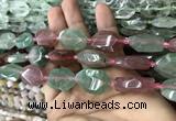 CNG7807 13*18mm - 18*25mm faceted freeform mixed strawberry quartz beads