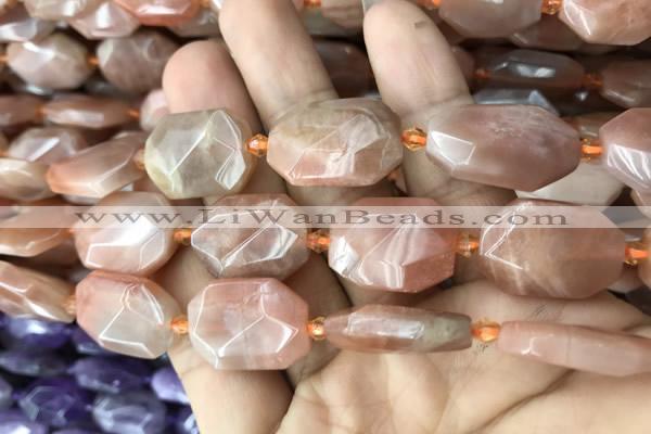 CNG7810 13*18mm - 18*25mm faceted freeform orange moonstone beads