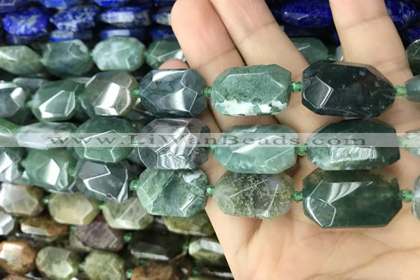 CNG7815 13*18mm - 18*25mm faceted freeform moss agate beads