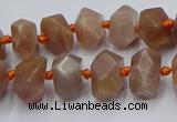 CNG7854 15.5 inches 6*10mm - 8*12mm faceted nuggets sunstone beads