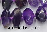 CNG7855 15.5 inches 8*12mm - 15*25mm faceted nuggets amethyst beads