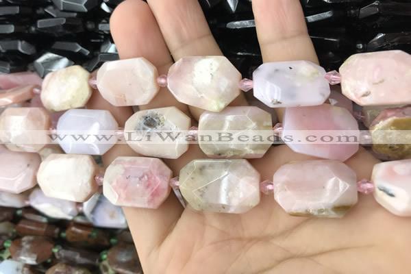 CNG7891 13*18mm - 18*25mm faceted freeform pink opal beads