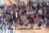 CNG7930 15.5 inches 8*22mm - 12*30mm faceted nuggets amethyst beads