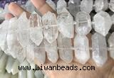 CNG7940 15*30mm - 17*30mm faceted nuggets white crystal beads