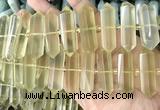 CNG7941 10*22mm - 12*45mm faceted nuggets lemon quartz beads