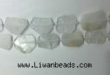 CNG7970 25*30mm - 35*45mm freeform white crystal slab beads