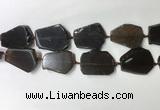 CNG7977 25*30mm - 35*45mm freeform smoky quartz slab beads