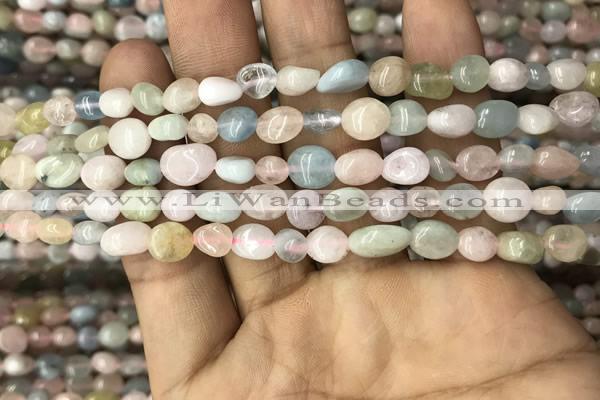 CNG8011 15.5 inches 6*8mm nuggets morganite beads wholesale