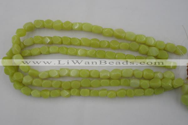 CNG805 15.5 inches 8*12mm faceted nuggets lemon jade beads