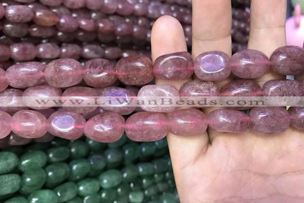 CNG8062 15.5 inches 8*10mm - 10*14mmm nuggets strawberry quartz beads