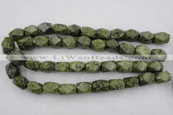 CNG835 15.5 inches 13*18mm faceted nuggets green lace gemstone beads