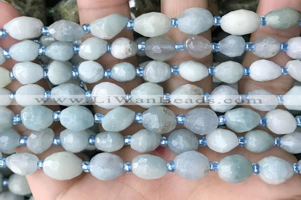 CNG8509 15.5 inches 6*8mm - 8*12mm faceted nuggets aquamarine beads