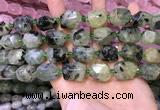 CNG8582 13*18mm - 15*20mm faceted nuggets green rutilated quartz  beads