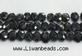 CNG8624 10*13mm - 12*16mm faceted freeform black agate beads