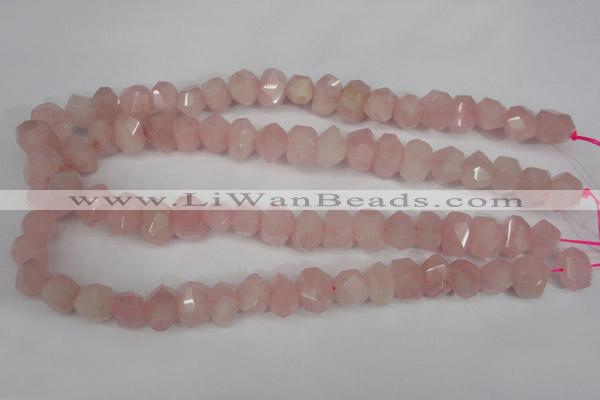 CNG863 15.5 inches 10*14mm faceted nuggets rose quartz beads