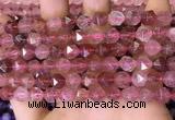 CNG8696 15.5 inches 8mm faceted nuggets strawberry quartz beads