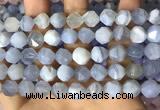 CNG8707 15.5 inches 10mm faceted nuggets blue chalcedony beads