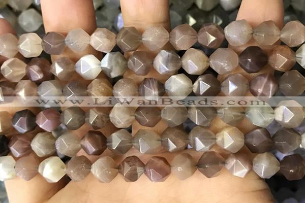 CNG8751 15.5 inches 8mm faceted nuggets moonstone beads wholesale