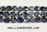 CNG8792 16*17mm - 18*19mm faceted nuggets sodalite  beads