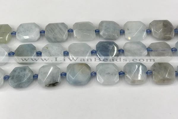 CNG8805 15.5 inches 16mm - 20mm faceted freeform aquamarine beads