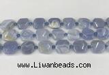 CNG8818 15.5 inches 16mm - 20mm faceted freeform blue chalcedony beads