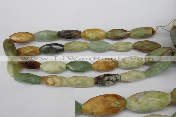 CNG884 15.5 inches 14*32mm faceted rice gemstone nugget beads