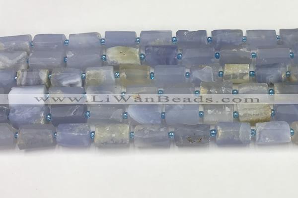 CNG8857 8*12mm - 10*16mm nuggets matte blue chalcedony beads