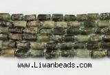 CNG8863 15.5 inches 8*12mm - 10*16mm nuggets matte green garnet beads