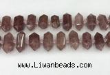 CNG8900 10*25mm - 14*30mm faceted nuggets strawberry quartz beads