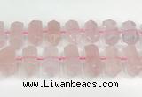 CNG8910 10*25mm - 15*30mm faceted nuggets rose quartz beads